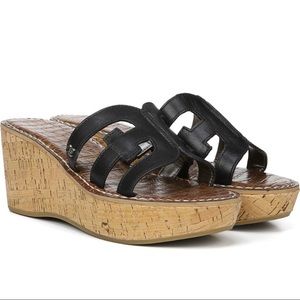 New Sam Edelman Regis Black Platform Wedge Sandals